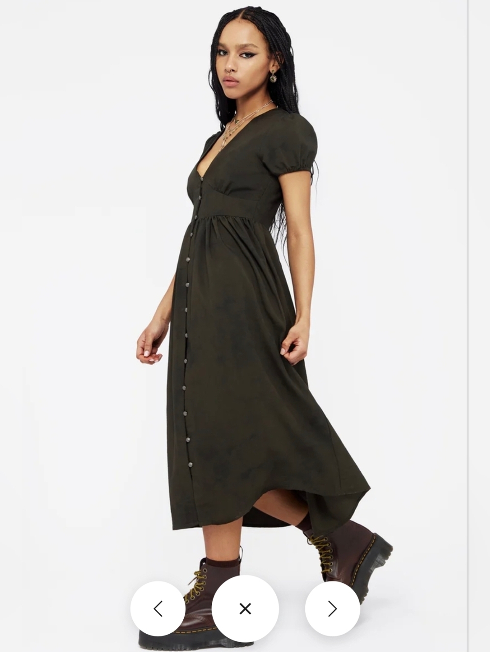 NWT Disturbia Gladys Button Up Midi Dress - Green